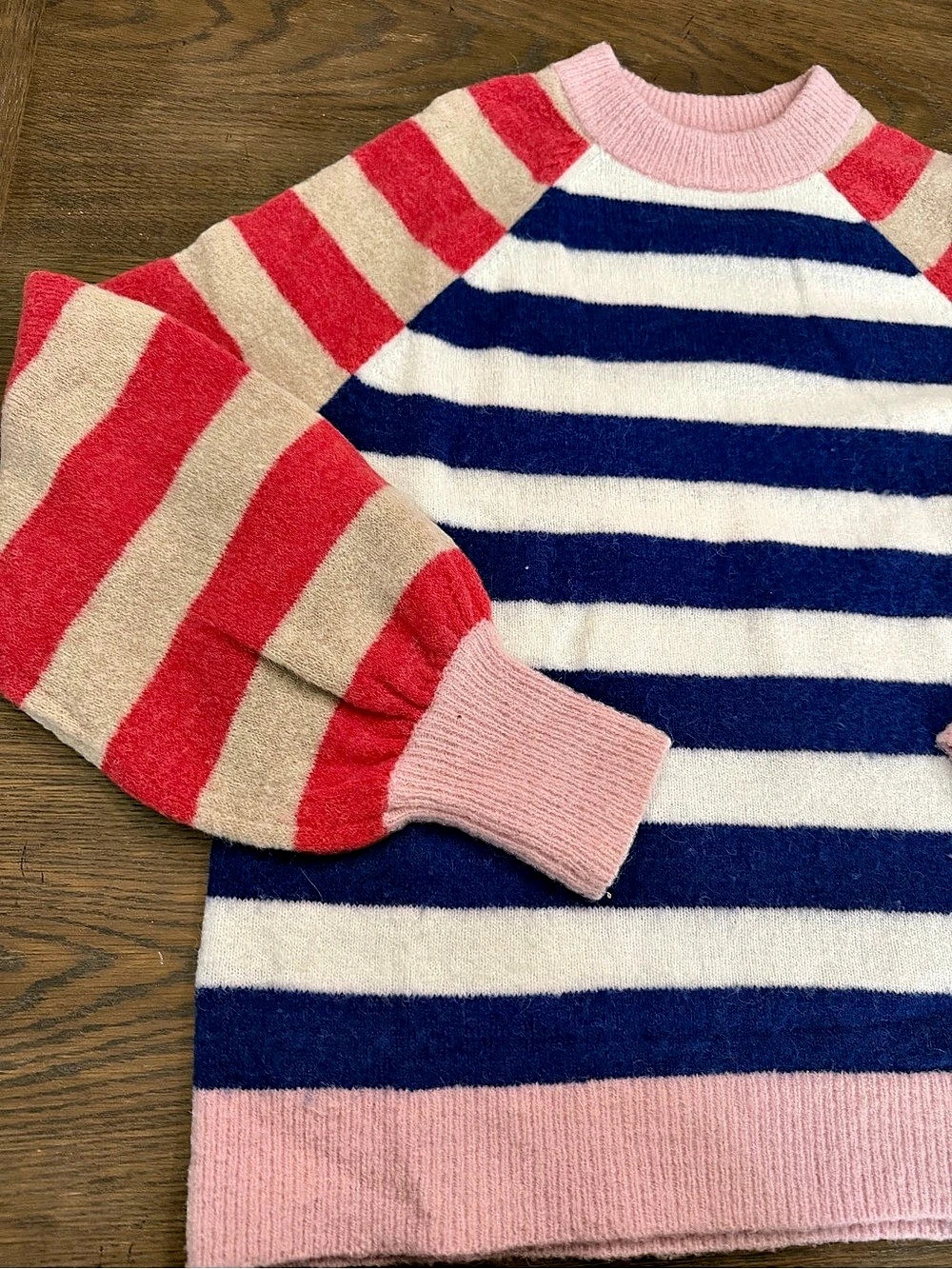 Boden Striped Wool Blend Sweater in Pink & Blue - Picture 2 of 8